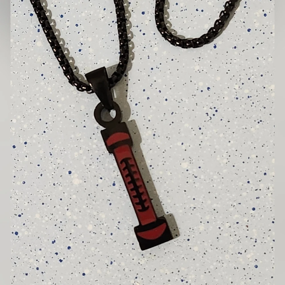 Football Stainless steel I English Alphabet Necklace black letter Pendant